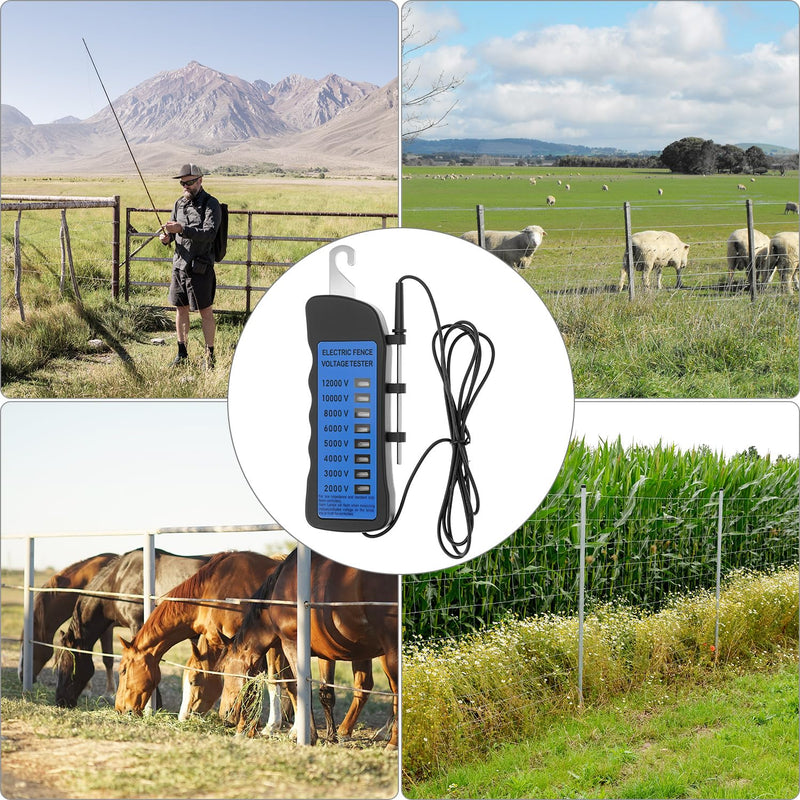 [Australia - AusPower] - QWORK Electric Fence Voltage Tester, 12KV Fence Tester, 8 Neon Lights Testing Tool, Fault Finder for Farms 