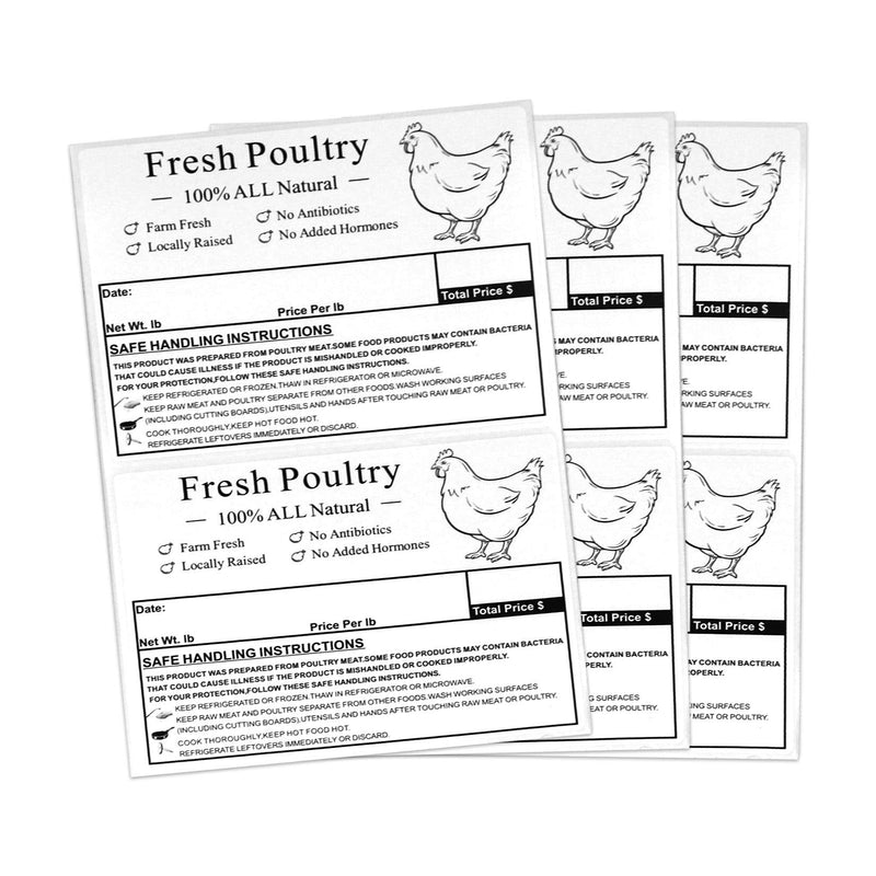 [Australia - AusPower] - Poultry Freezer Labels,4x3 Inch with Handling Instructions Exemption,50 Pcs Hen Label 