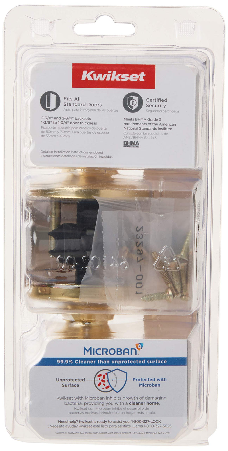 Kwikset 200M 3 CP 7/8RFL RCS 92001-519 Mobile Home Hall and Closet Door Knob in Polished Brass (Pack of 2) Pack of 2