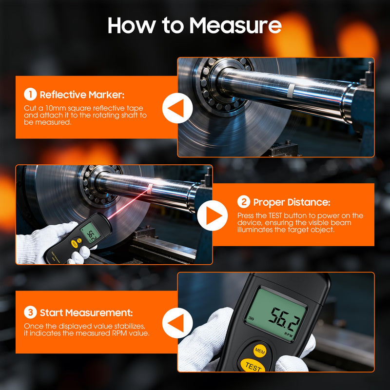 [Australia - AusPower] - Digital Tachometer, Noncontact Laser Photo Sensor with 30 to 99,999 RPM Accuracy, RPM Gauge Meter 