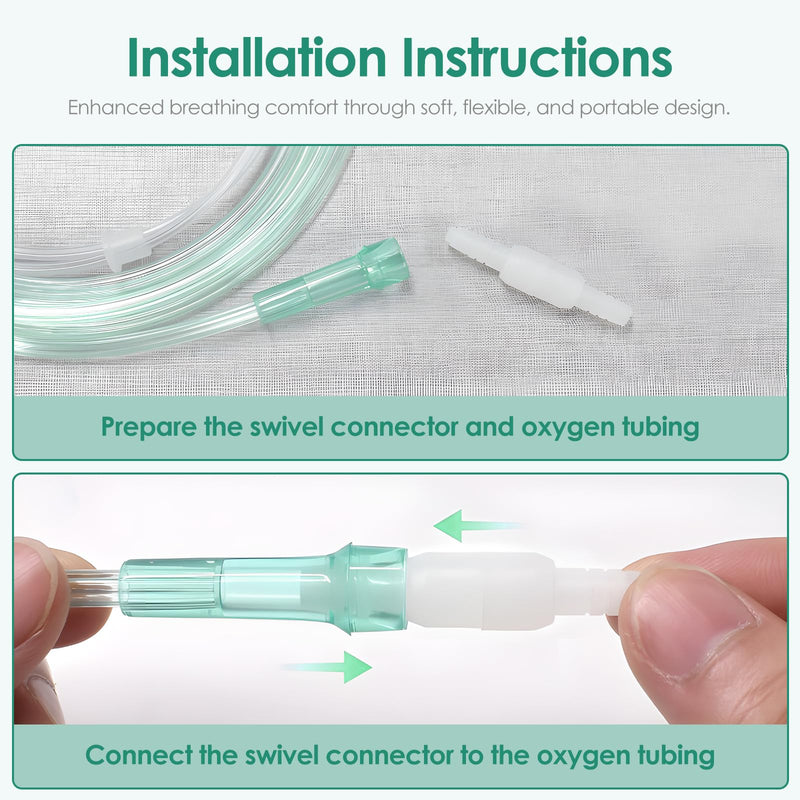 [Australia - AusPower] - 5 Pack Green 7ft Oxygen Tubing with 2pcs Connectors - Crush Resistant, Non-Kinking, Premium Quality Plastic Tubes Green-7ft-5Pack+2pcs 
