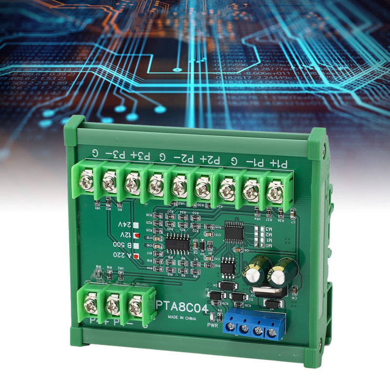[Australia - AusPower] - Eujgoov Temperature Sensor Module 4ch PT100 RTD RS485 Temperature Sensor Board RTU Collector PTA8C04 with Rail Housing (B500 DC24V) B500 DC24V 