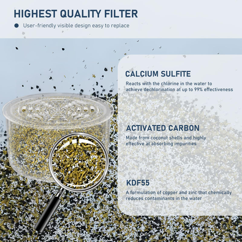 2 Pack Shower Head Filter Replacement Cartridge Compatible with All Canopy Handheld & Fixed Filtered Shower Head, Water Softener Filter for Hard Water, Reduce Chlorine and Harmful Substances 2 Pack