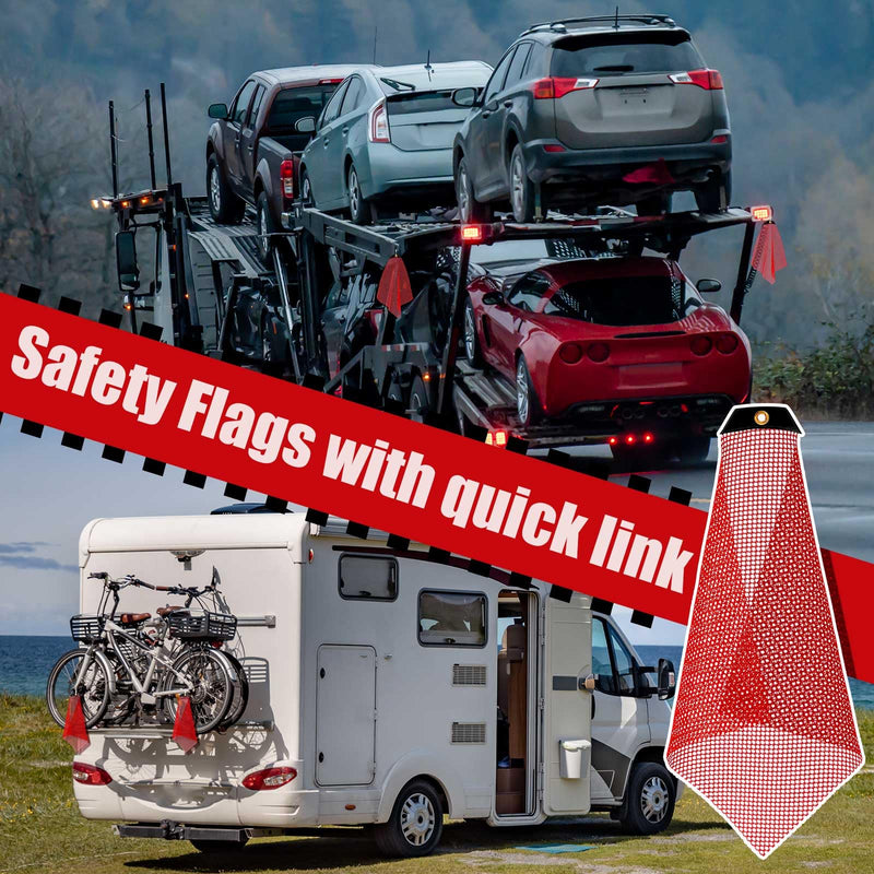[Australia - AusPower] - 4 Sets Safety Warning Flag Red Mesh Safety Flag with Quick Link 18" x 18" for Truck Loads(Single Corner) Single Corner 