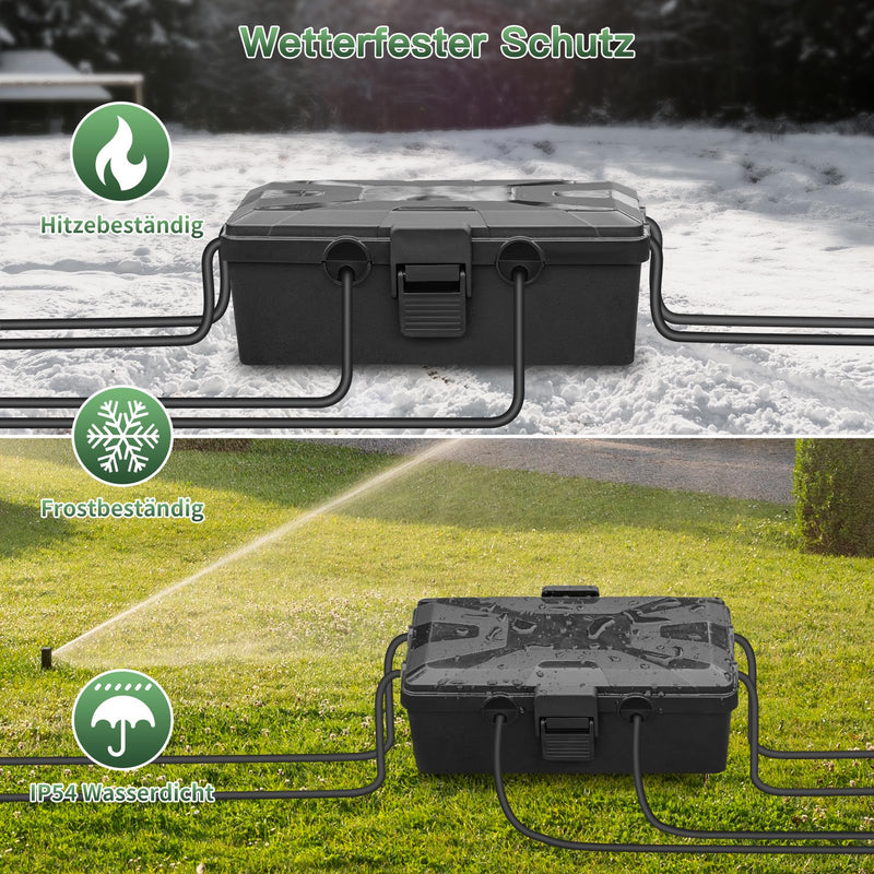 [Australia - AusPower] - RISEMART Extra large cable box (26.1 x 15 x 9.4 cm), IP54 waterproof black 