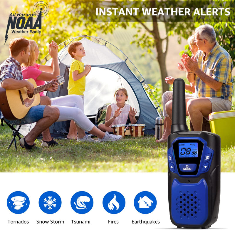 [Australia - AusPower] - Topsung Walkie Talkies for Adult,Rechargeable Long Range Walky Talky with Batteries and Charger,Portable Two Way Radio with NOAA Weather Alert for Hiking Camping and Skiing(Blue and Purple 2 Pack) pack of two Blue & Purple 