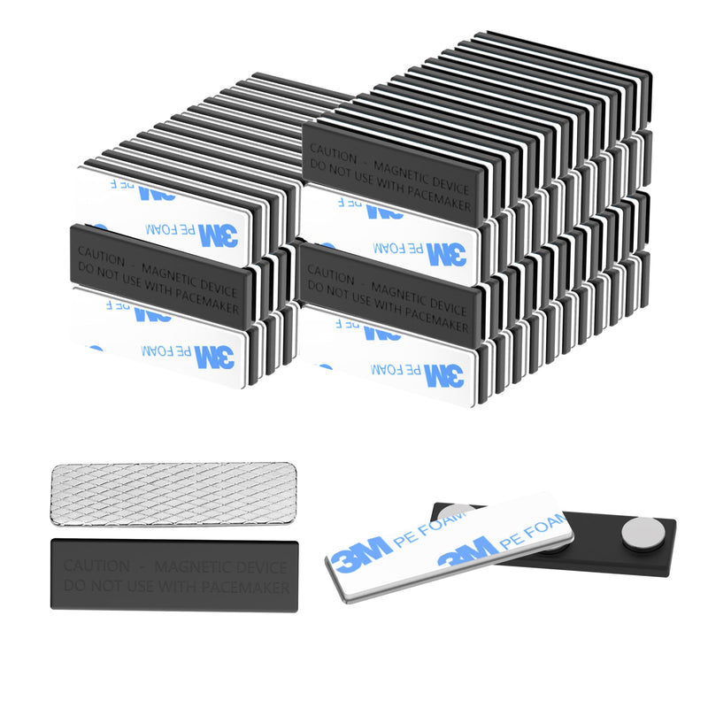 Badge Magnets - 72Pack, Name Tag Magnets (1.75 x 0.5 inches), Name Tag Magnet Backs w/ 3 Extra-Strong Neodymium for ID Badge Holders 72