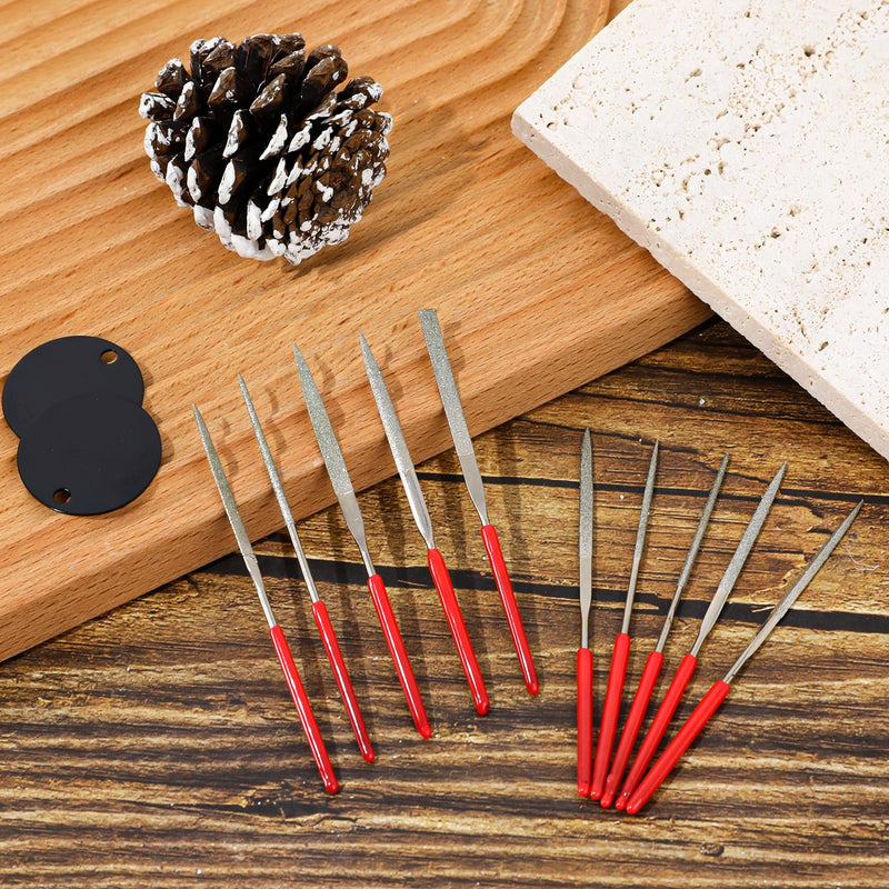 [Australia - AusPower] - Mini Diamond Files Set, 10 Pieces Diamond File Set, Mini File Set, Diamond Needle Files, Diamond Coated Tool Files, Diamond Needle File Set for Metal, Wood, Stone, Plastic 