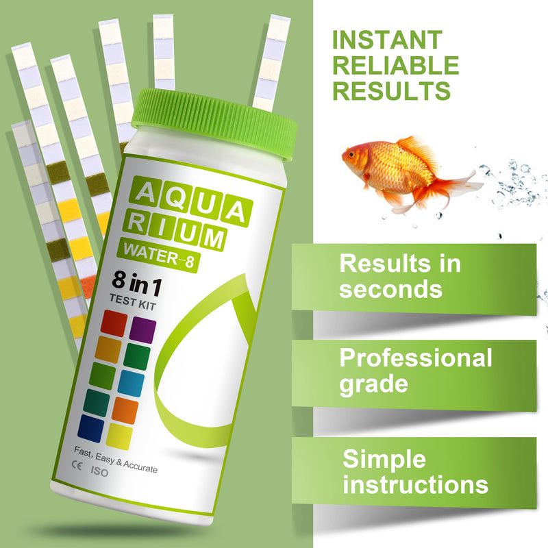 AAwipes 8-in-1 Aquarium Test Kit (150 Strips) for Freshwater & Saltwater - Quick & Accurate Water Testing for Aquariums & Ponds. Tests Free Chlorine, Hardness, pH, Ammonia Nitrogen, etc. (K02-150) 150 Strips