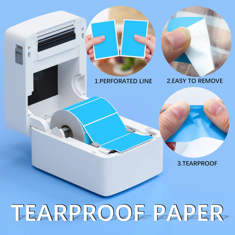 PARLAIM 2.25 X 1.25 inch Square Direct Thermal Printing Label, 1000pcs Tearproof Sky-Blue Barcode Thermal Sticker Color Coding Label 2.25X1.25 Inch