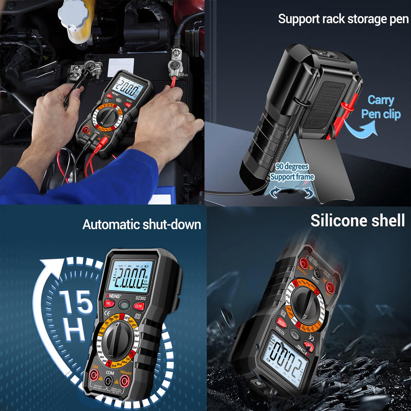 [Australia - AusPower] - ANENG Multimeter with Backlit LCD,Ohm Volt Amp Meter,Non Contact Voltage Tester Measures DC AC Voltage,Current,NCV,Resistance,Continuity,Diodes,Electric Tools for Automotive Battery Test Black 
