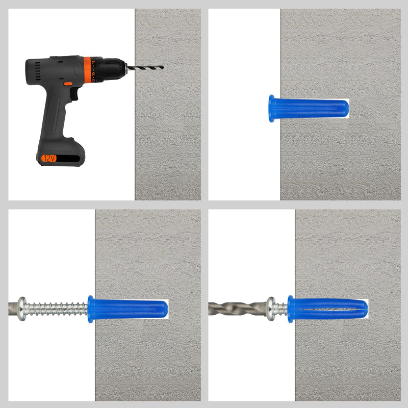[Australia - AusPower] - 180PCS Conical Concrete Anchors and Screws Assortment Kit, 90PCS Concrete Wall Anchors, 90PCS Self Tapping Screws for Masonry Stucco Brick Cement Cinder Block Tile, with 2PCS Drill Bit 