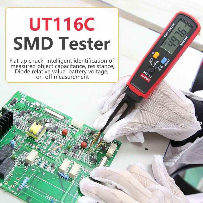[Australia - AusPower] - UNI-T UT116C Digital Tweezers Smart SMD Tester 36V Electrical Multimeter Resistance Capacitance Continuity Diode Test Meter 
