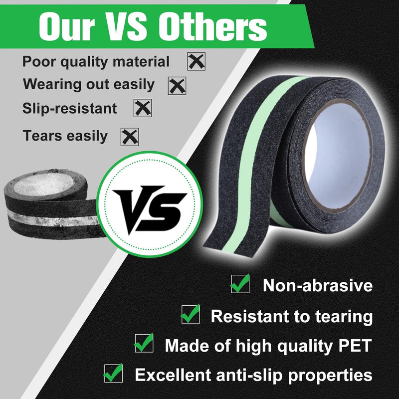 2 Inch x 16.4 Feet Anti Slip Traction Tape with Glow in Dark Green Stripe,Educe the Risk of Slipping for Indoor or Outdoor Stair Tread Step and Other Slippery Surfaces