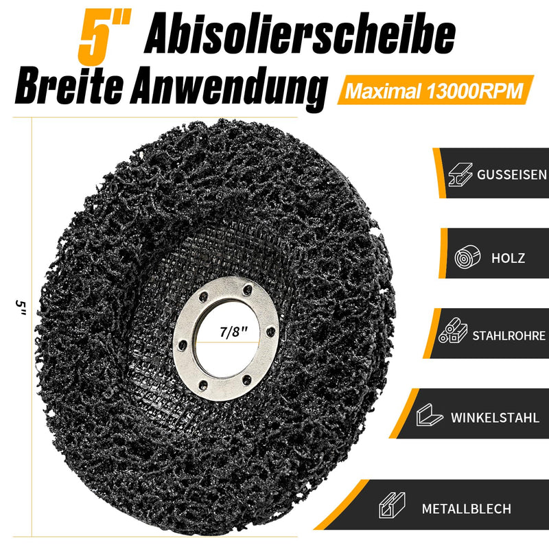[Australia - AusPower] - NuoDunco 125 mm CSD Disc, Pack of 5 Black Cleaning Discs Sanding Discs, Nylon Flex Discs Removal of Paints Rust for Angle Grinders 