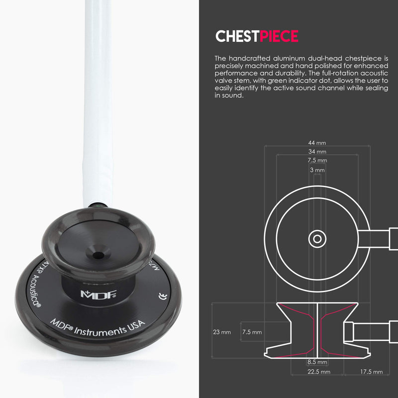 [Australia - AusPower] - MDF Instruments Acoustica Lightweight Stethoscope for Doctors, Nurses, Students, Black/White Tube + MDF LUMiNiX Illuminator Medical Professional Diagnostic Penlight 