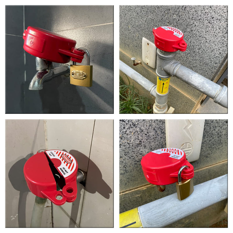 [Australia - AusPower] - Gate Valve Lockout Device | 1 to 2-1/2 Inch Dia | 2 Pack | Hose Bib, Gas, Propane Tank, Water Spigot and Faucet Locks Outdoor | Red for Professional and Industrial Use 