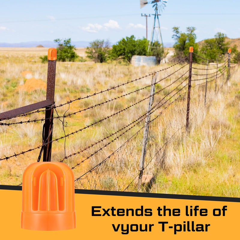 Juexica 25 Pcs T Post Rebar Caps Safe T Post Caps Rebar Safety Caps Orange T Post Topper Safety Orange for T Posts and U Posts for Wire and Tape Ends of Tent Stakes, Rebar, Pipe, Livestock Fencing