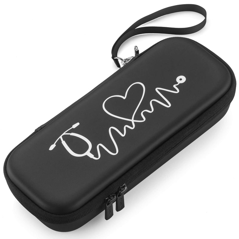 [Australia - AusPower] - Caseling Hard Stethoscope Case Compatible with 3M Classic III, Lightweight II S.E, Cardiology IV Diagnostic, includes ID Slot and Mesh Pocket for Nurse Accessories (Black - Pu Leather) Black - Pu Leather 