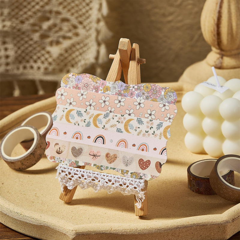 Boho Washi Tape Set 10 Rolls Cute Masking Graphic Floral Pattern Decorative Tapes for Arts, DIY Crafts, Journals, Planners, Scrapbook, Wrapping (Warm) Warm