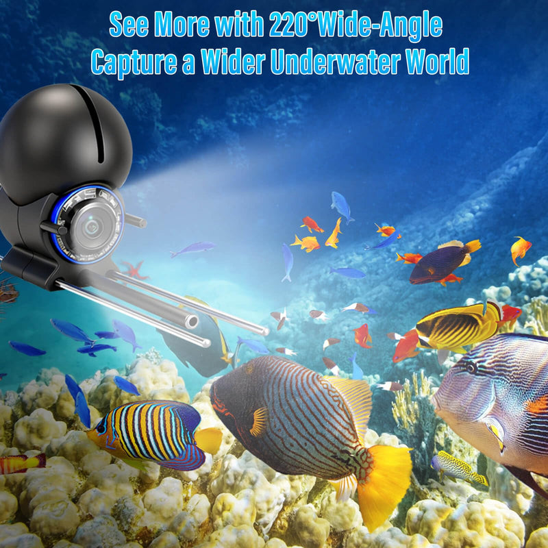 Fishing Camera, 220° Ultra-Wide 1080P HD Underwater Fishing Camera with 4.3" LCD & IR Night Vision, 50ft Cable for Ice Lake Boat Kayak Fishing Black
