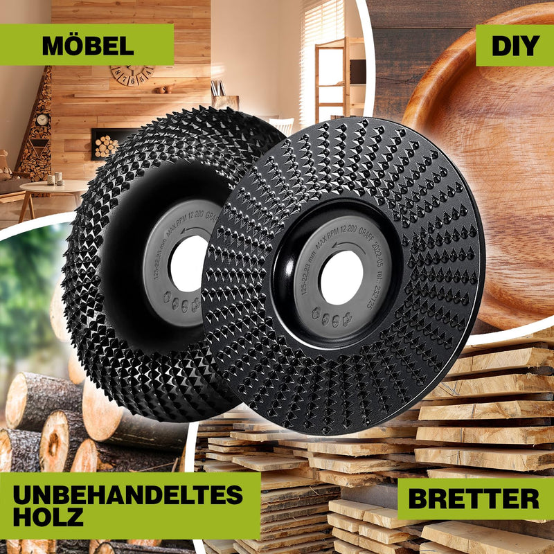 [Australia - AusPower] - GRAFF Premium Set Wood Cutter Rasp Disc 125 mm for Carving and Sanding Wood, Softwood, Hardwood - Wood Grinder for Angle Grinder & Flex - Sanding Disc for Woodworking Tools Diameter set 125 mm rasp disc 