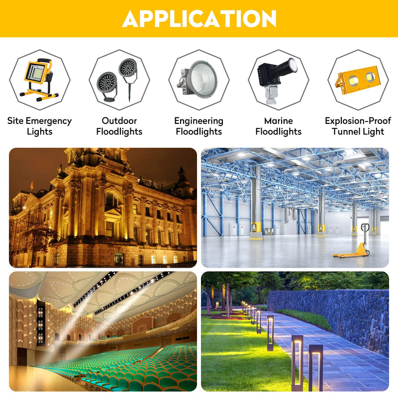 [Australia - AusPower] - Hapivida High Power LED Chip, Super Bright Integrated Chip Light Source Pearl for DIY Lighting, 100 W Warm White, Aluminium, SMD Light Emitter Components for Floodlights and Landscape Lighting 