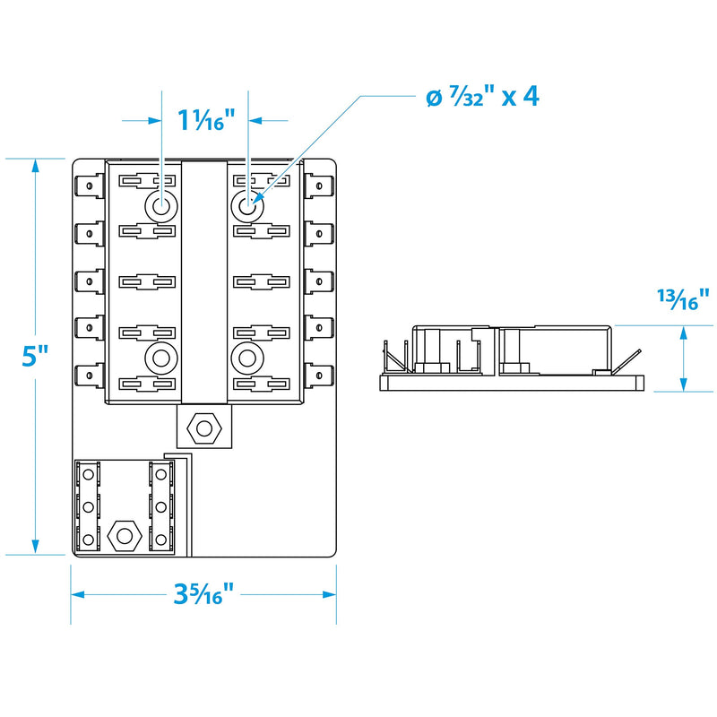 Seachoice Fuse Block ATO/ATC, 10 Gang Ground Bar 12V One size