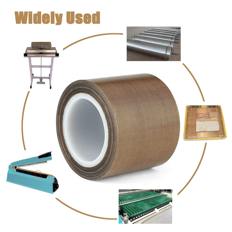 GCQ Teflon Fabric Tape, 4 Inch 30 Feet PTFE Tape for Vacuum Sealer Machine, Hand Impulse Sealers Insulation PTFE Coated Fiberglass Adhesive Tape Compatible with FoodSaver, Seal A Meal, Weston, Cabella 4 IN