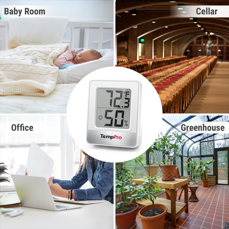 TempPro TP49 Digital Hygrometer Indoor Thermometer Humidity Meter Room Thermometer with Temperature and Humidity Monitor Mini Hygrometer Outdoor Thermometer (Previously ThermoPro) 1 White Indoor Thermometer