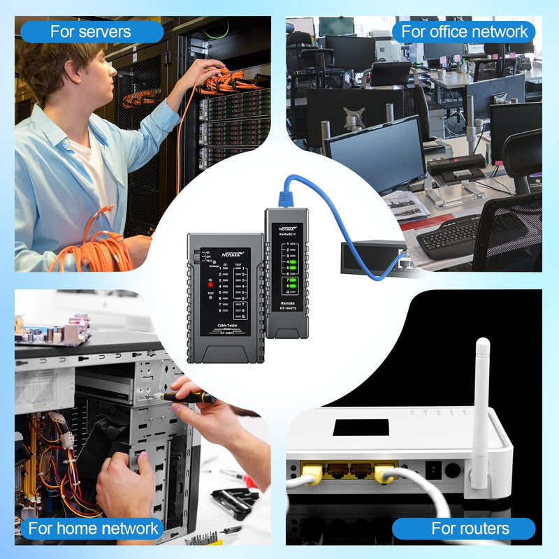 [Australia - AusPower] - NOYAFA NF-468YS Network Cable Tester, Ethernet Cable Tester for RJ11, RJ12, RJ45, CAT5,CAT6, CAT7, Continuity Tester,PoE Testing, UTP/STP Cable Checker, 60VAnti-Burn LAN Network Tools 