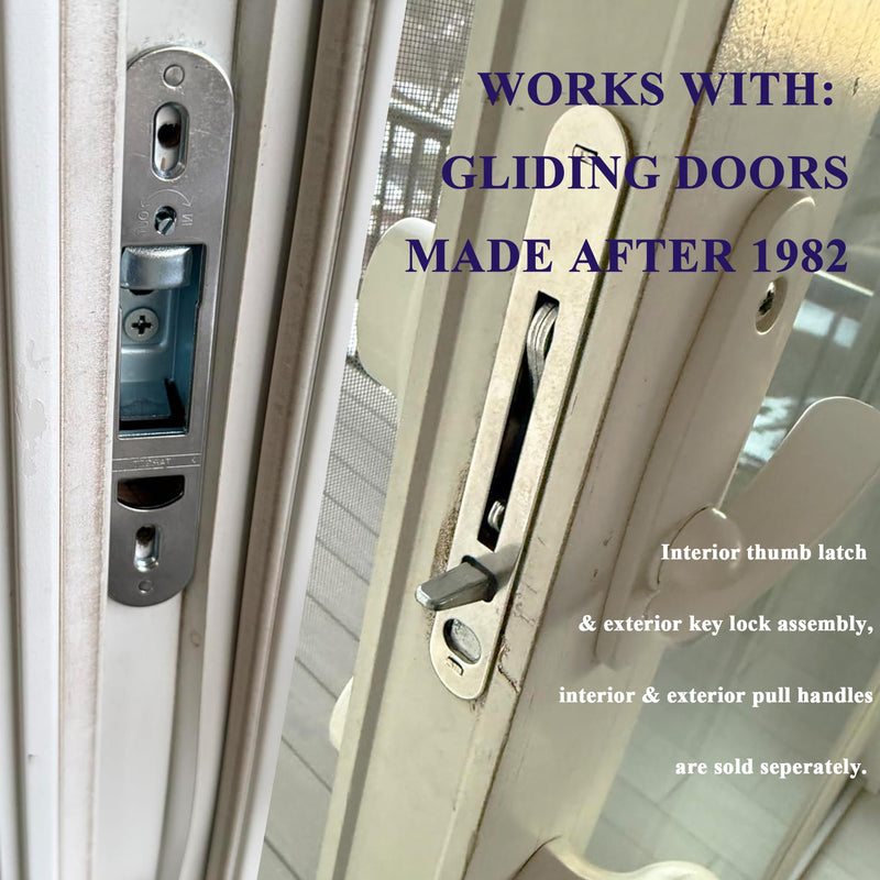 Gliding Patio Door Mortise Lock & Keeper Kit Compatible with Andersen 2-Panel OEM Part #2562123, Replaces #2573558, #2573562, #2565507 & #2565511, 2-9/16" Hole Centers, Non-Handed