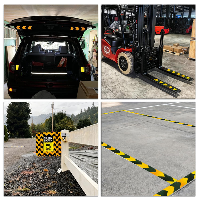 SWRT 2 Inch X 30 FT Reflective Tape Outdoor Waterproof Black & Yellow Reflective Tape Heavy Duty Strong Adhesive Hazard Caution Safety Warning Tape Reflector Conspicuity Tape for Trailer