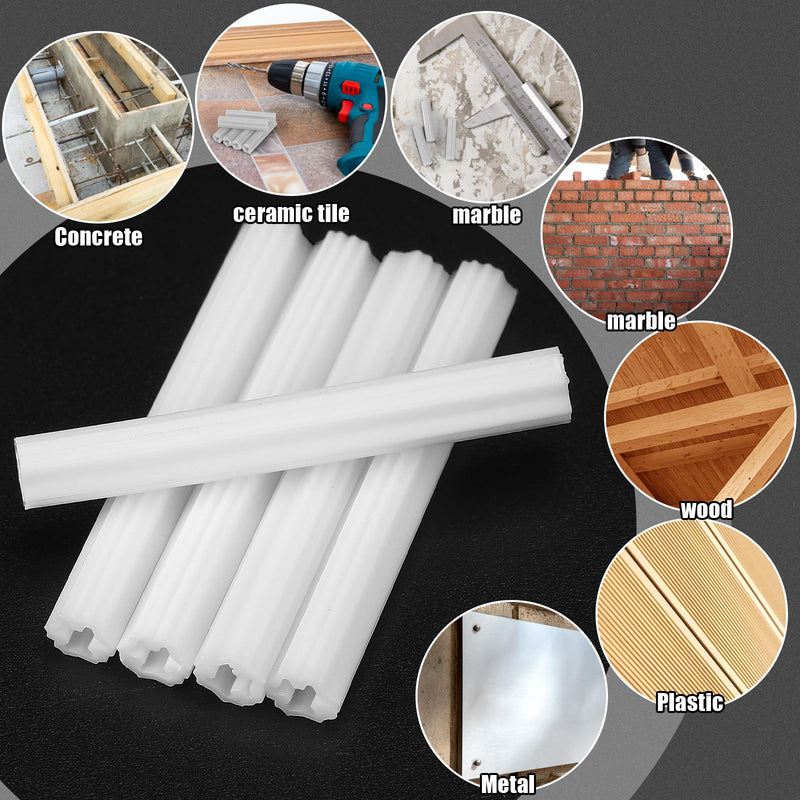 [Australia - AusPower] - 200 Pcs Expanding Plastic Screw Anchors 3/16" Hole White Plastic Anchors for Concrete Masonry Tile Cement Bolt Expansion Tube for #4,5,6 Screws, Fix to Wall Drywall or Other (1") 1" 