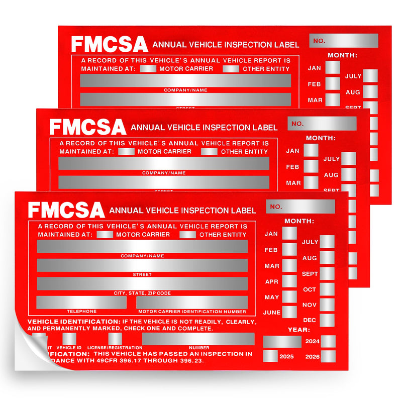 25Pack Inspection Forms and Stickers，Annual Vehicle Inspection Report，Annual Inspection Sticker，3-Ply Carbonless Form，Permanent Aluminum Adhesive Decals 25pc