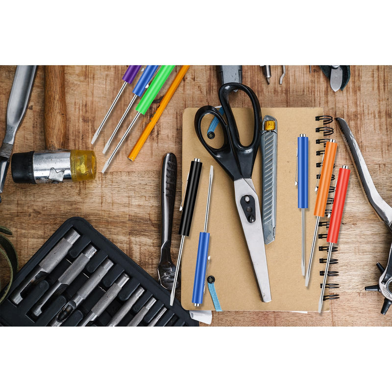 [Australia - AusPower] - 6 Pieces Pocket Screwdriver Mini Tops And magnetic pocket screwdriver with A Single Blade Head for Mechanical, Electrician (Colorful) 6 Colorful 
