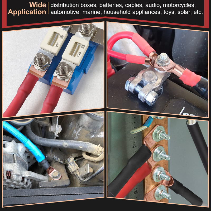 [Australia - AusPower] - 150pcs Battery Cable Ends, Copper Wire Lugs Assortment Kit AWG 2 4 6 8 10 Gauge - 70Pcs Battery Cable Lugs Ring Wire Terminal Connectors and 80Pcs Heat Shrink Tubing Kit for Marine Electrical Supplies 150PCS 