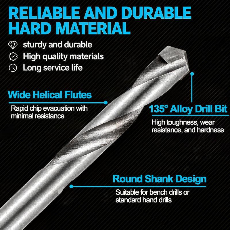 Twist Drill Bit Set,13 Pack Tungsten Steel Cemented Solid Carbide Twist Drill Bits, Hex Metal Drill Bits, for Cast Iron, Iron Plate, Pig, 3 4 5 6 7 8 9 10 11 12 13.5 14 15 mm Alloy Blade 15 millimeters