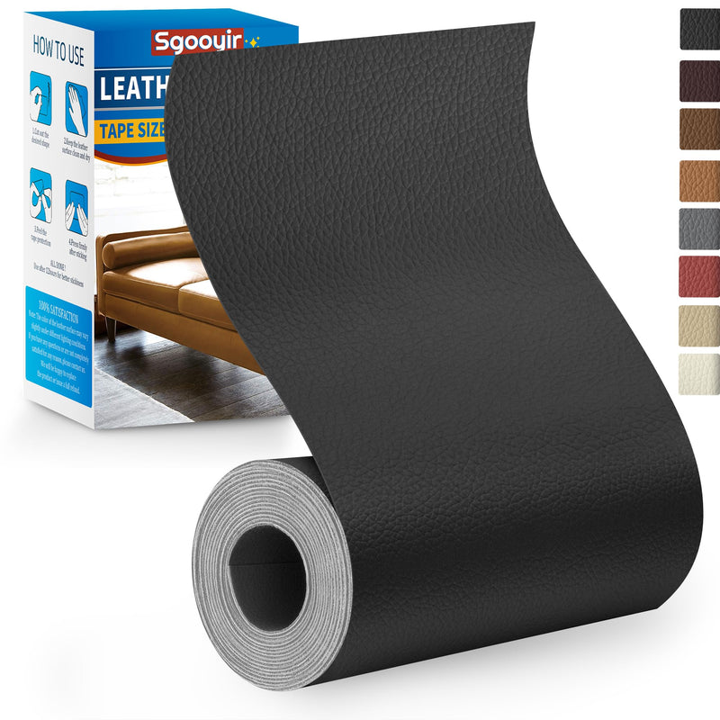 Leather Repair Patch Tape Kit, 3" x 80" Self Adhesive Leather Repair Patch for Furniture, Vinyl Kit for Car Seat, Chairs, Couch, Sofa, Boat Black 3" x 80"