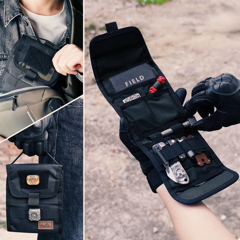 VIPERADE VE12 Folding EDC Organizer Pouch, Molle Tool Bag, Trifold Tool Pouch, Utility EDC Pocket Organizer for Outdoor and Daily Used Black