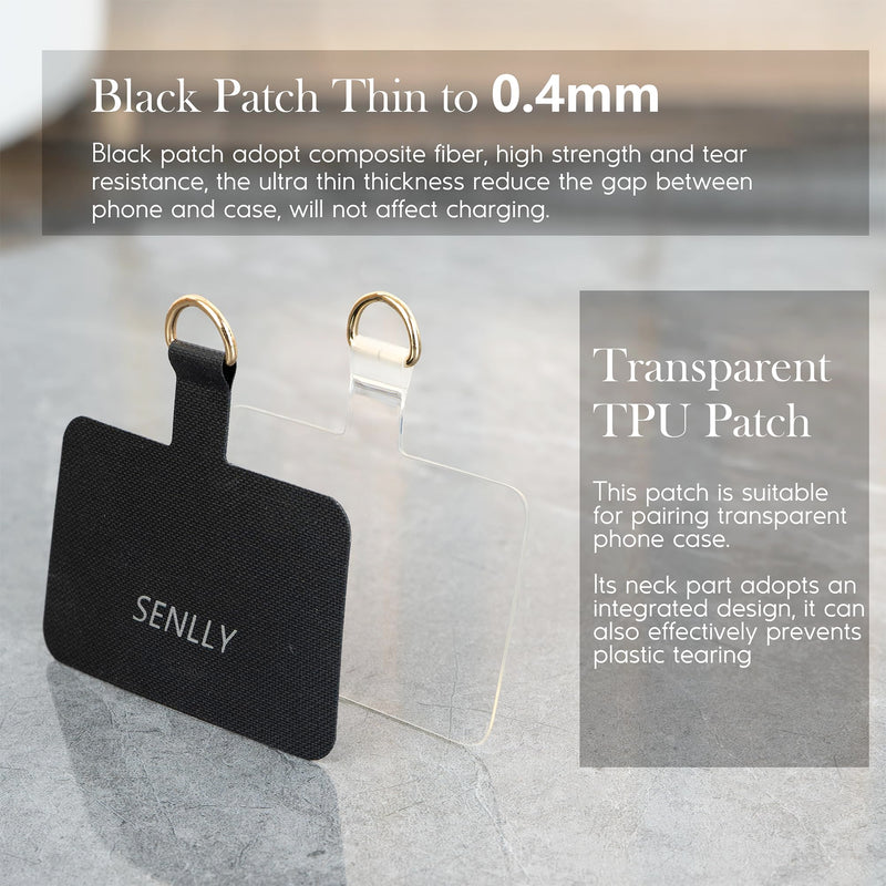 [Australia - AusPower] - SENLLY Phone Lanyard with Ultra Thin Patch, Original Minimalist Design Neck Strap Compatible All Smartphone 101 Black 