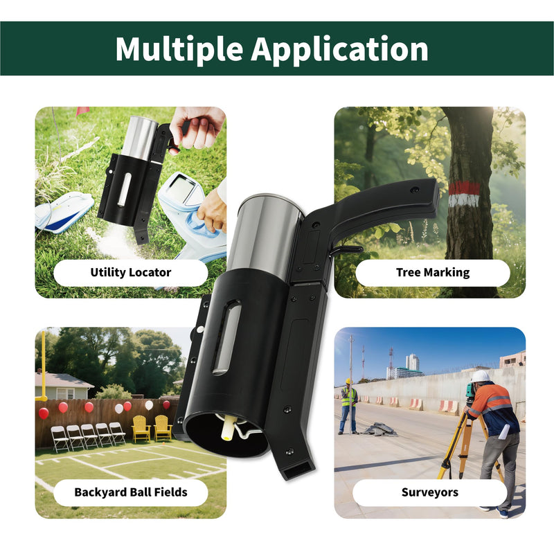 Marking Paint Wand Pistol Marking Gun No Wheel Handheld Sprayer Work with Side Push Inverted Marking Spray Paint Cans, for Utility Marking, Construction, Tree Marking, Parking Lot Stencils, Driveways, 12 inch, Black