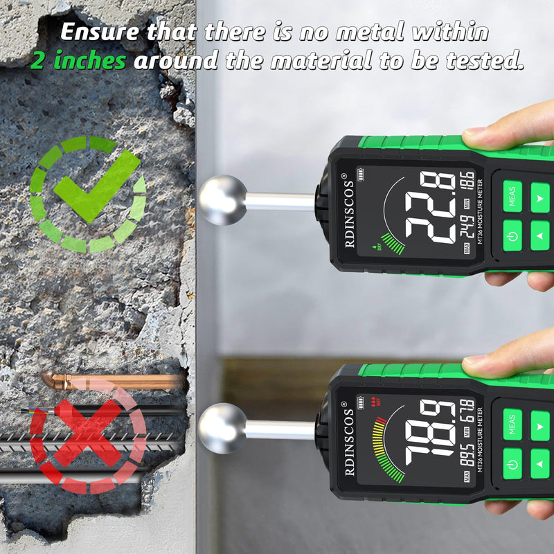 [Australia - AusPower] - Pinless Moisture Meter for Drywall for Wood and Wall; Ball type Moisture Readers MT36 