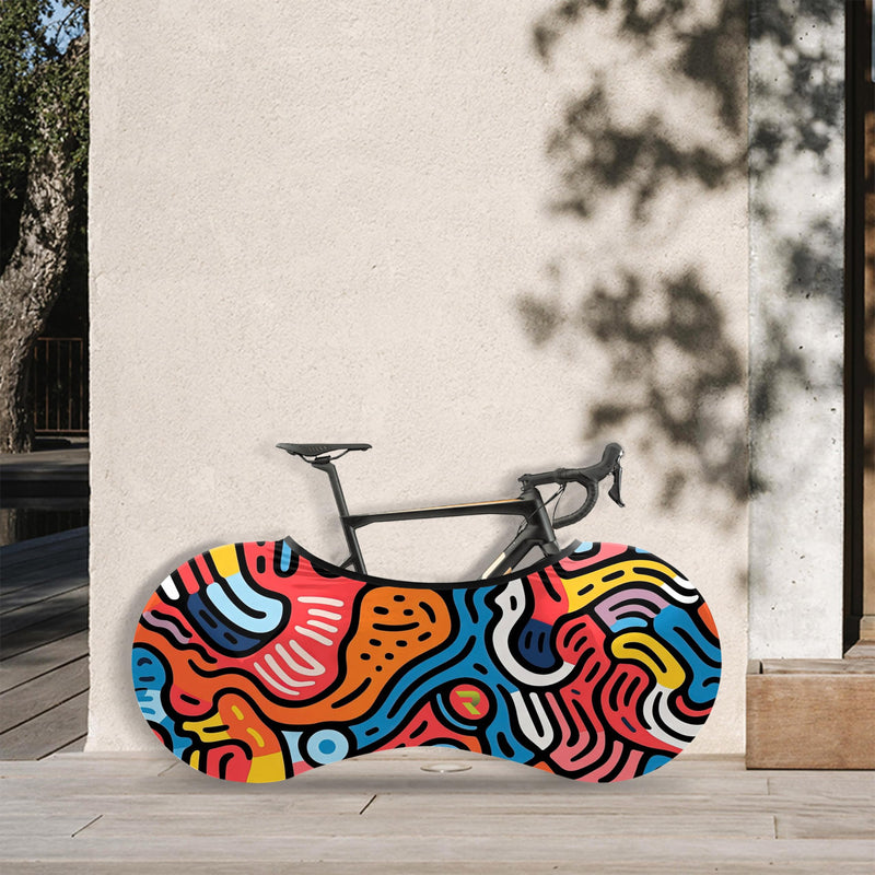 Bike Cover for Indoor Storage, High-Elastic Bicycle Cover Protective Bike Wheel Cover for Floors & Walls, Premium Bike Covers for Road & Mountain Bikes(Abstract) Abstract