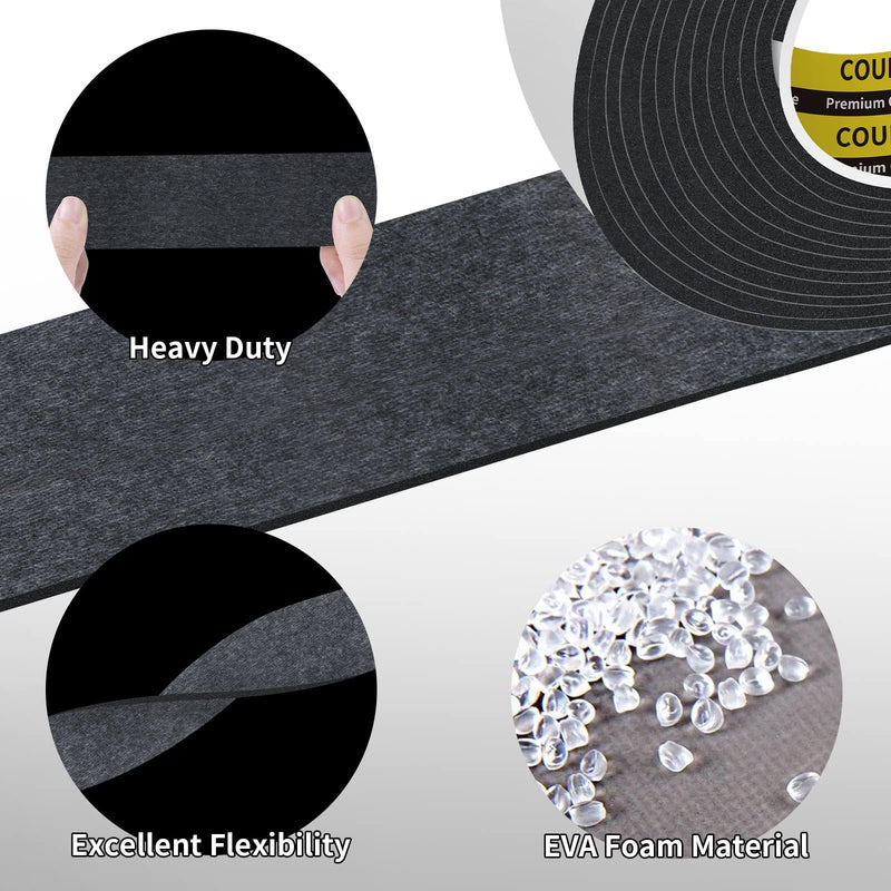 Single Sided Strong Self-Adhesive Foam Tape Strips 1inX16.4FT, Black Weather Stripping for Door/Window Seal, Gap Insulation, DIY Homeowners Easy Install (0.12in Thickness)