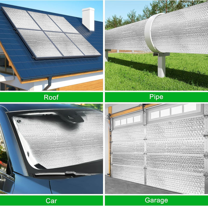 8P Garage Door Insulation Kit Panels 6MM 10x8FT for Single Garage Door, Pre-Cut Bubble Reflective Aluminum Foil Sheet 120 Tape, DIY Install Temperature Control Block Summer Heat & Winter Cold (24x60) 24" x 60"-8 Pack 6MM-Silver