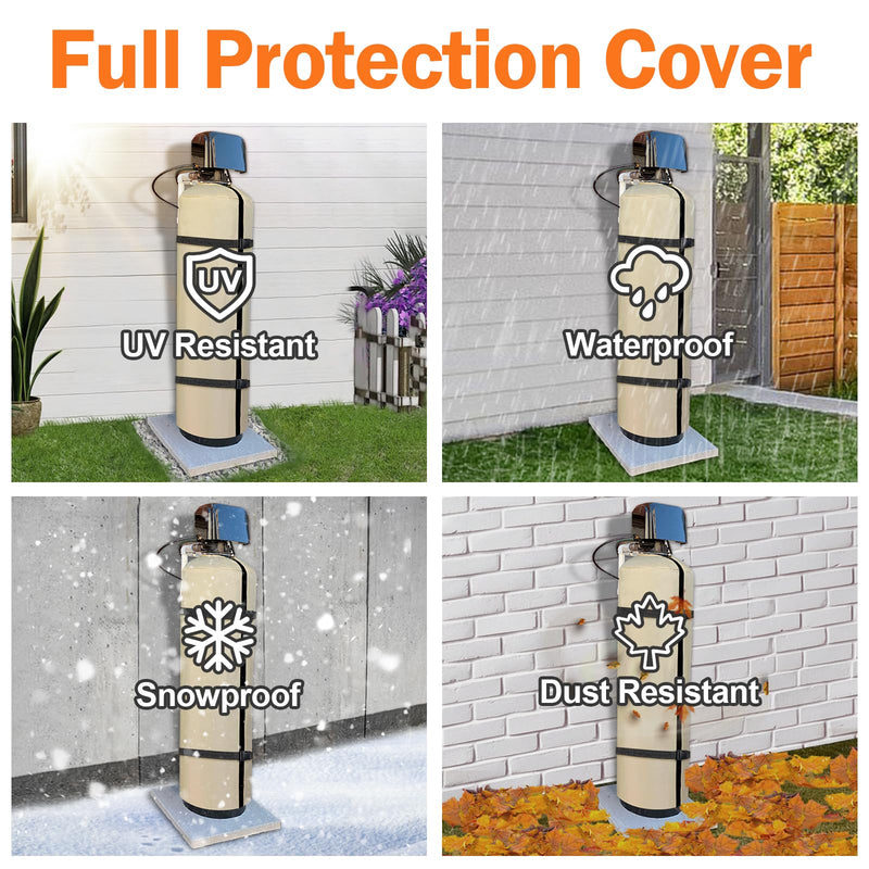 [Australia - AusPower] - Water Softener Cover Outdoor, 3 Layers Insulation Water Softener Tank Jacket, Heavy Duty Outdoor Insulated Water Softener Tank Cover, Water Softener Covers for Outside Units, 9''D x 48''H- Beige 9''D x48''H 