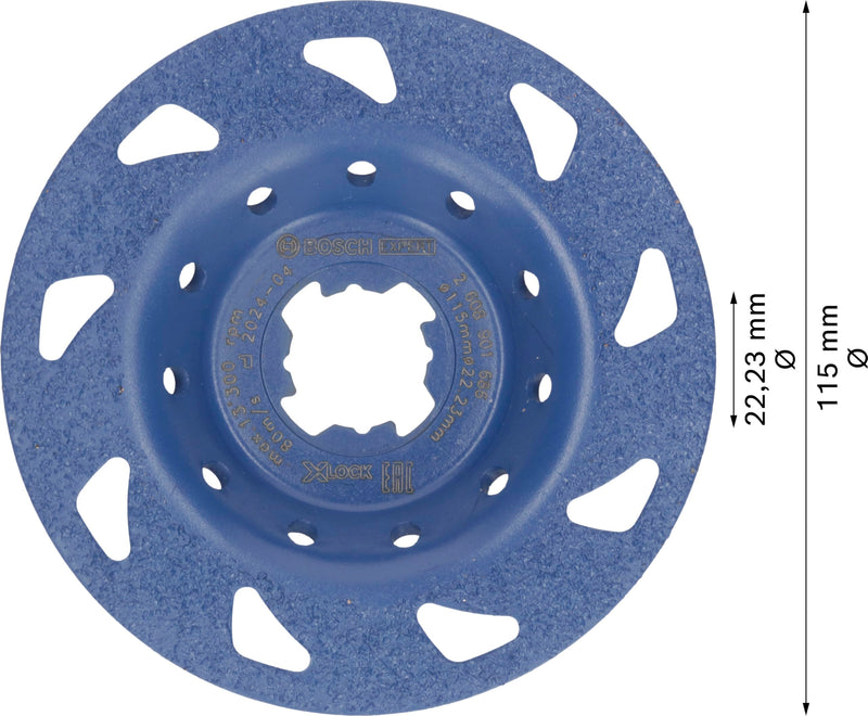 [Australia - AusPower] - Bosch 1 x Expert Multi Material Carbide Cup Wheel Fine (for Paint on Wood, Diameter 115 mm, Fine, Professional Accessories, Small Angle Grinder) 