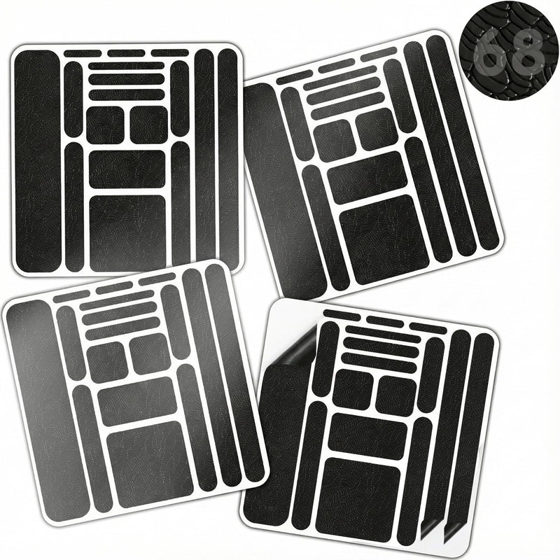 68 Pre-Cut Rubber Grip Tape Kit, Ultra-Thin Strong Adhesive Anti-Slip Waterproof Heat Resistant Wear-Resistant Cushion Pad Residue-Free, Handles or Contact Surfaces Safer, with Grip and Comfort
