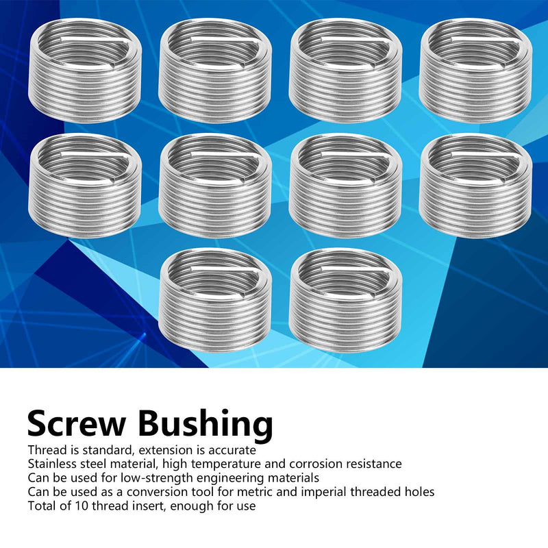 [Australia - AusPower] - 10Pcs M18x1.5x1D Thread Inserts Screw Bushing Coiled Threaded Expansion Conversion Tool Stainless Steel Fastener 